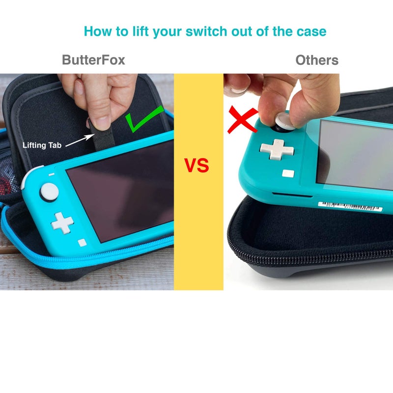 ButterFox Slim Compact Carrying Case for Nintendo Switch Lite with 19 Game and 2 Micro SD Card Holders, Storage for Switch Lite Accessories (Yellow/Black) - Image 3